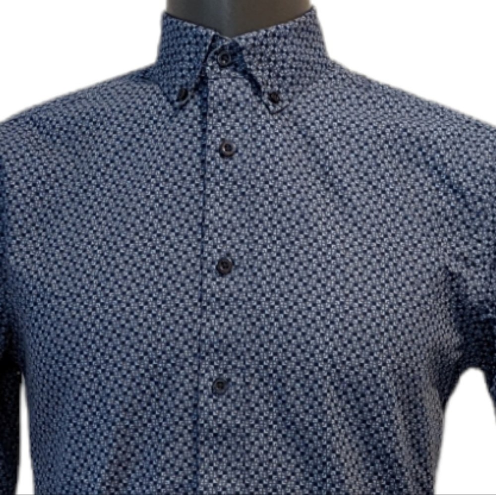 Ben Sherman Blue Geometric Print Button Down Shirt Small